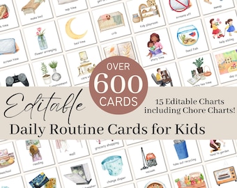 Editable Kids Daily Routine Cards | Daily Visual Schedule | Chore Chart for Kids, Daily Rhythm Schedule for Toddlers, Preschool and Children