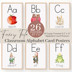 Märchen Alphabet Poster | Große Märchen-Alphabet-Karten für Vorschule, Kita, Pre-K, Kindergartenlehrer | Märchen Einheit Studie