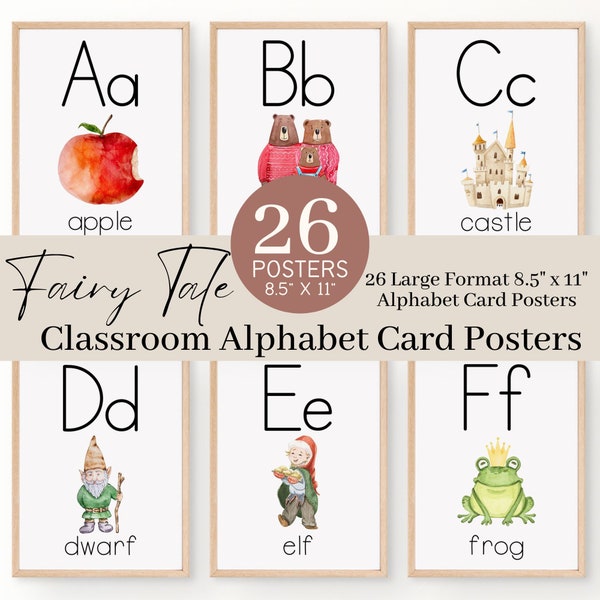 Fairy Tale Alphabet Posters | Large Fairy Tale Alphabet Cards for Preschool, Daycare, Pre-K, Kindergarten Teachers | Fairy Tale Unit Study