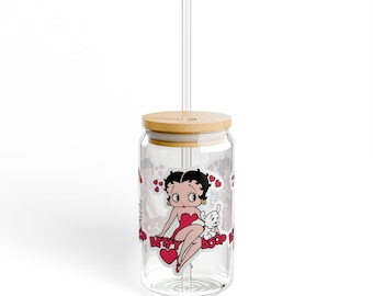 Betty Boop Sipper Glass | 16oz | Betty Boop Glass | Betty Boop Gift | Betty Boop Cup