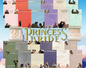 The Princess Bride Stationery Set - 24 Digital Papers in A4 | Letter Size | Lined & Blank Pages