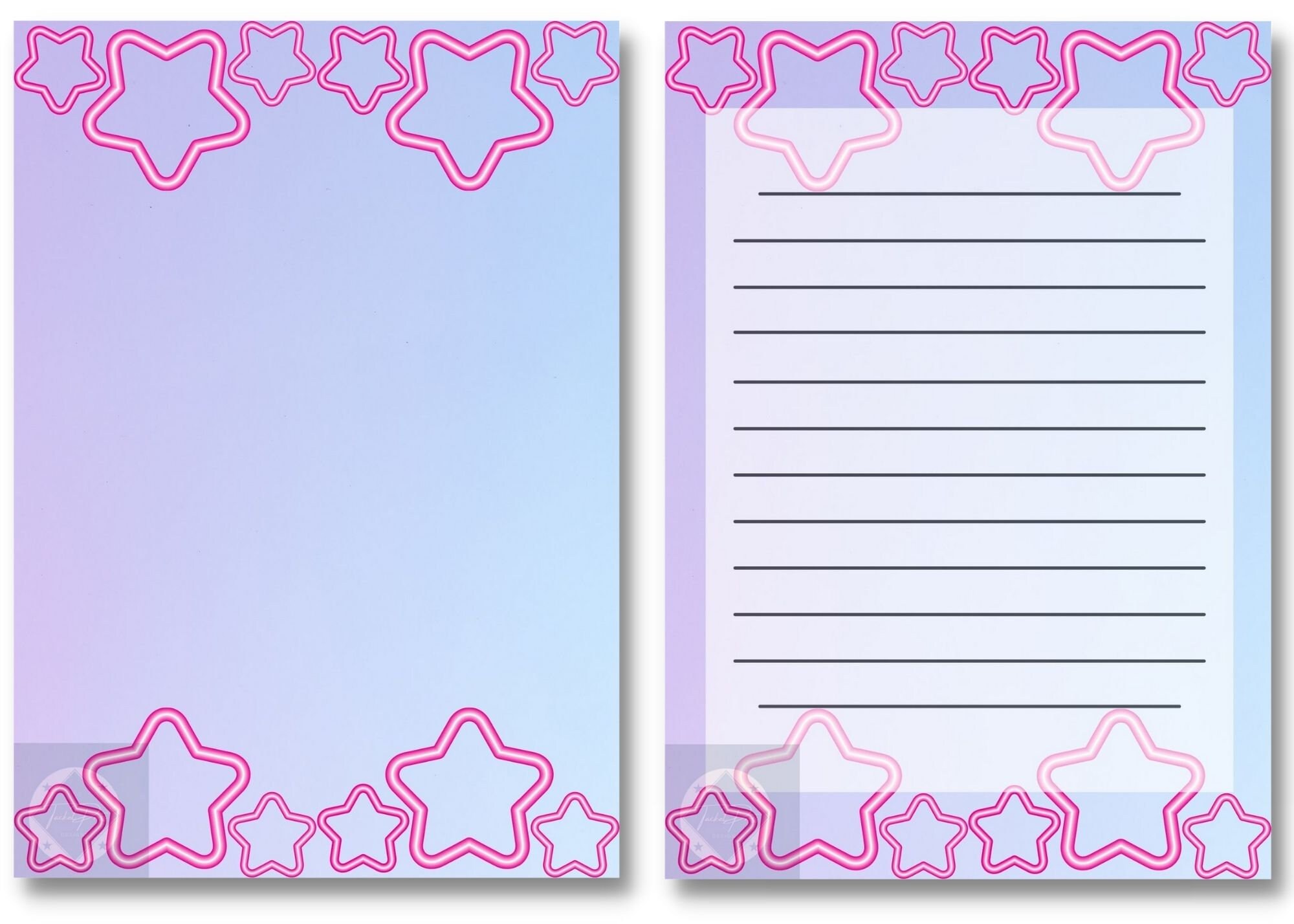 Retro Pastel, Neon, Printable Writing Paper digital Paperprintable ...