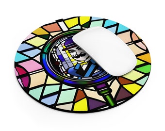 Hercule Poirot - Stained Glass-Style Mouse Pad - Hercule Poirot Gift - Hercule Poirot Office Accessories