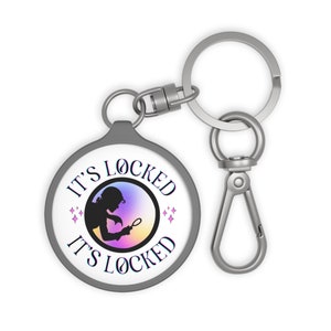 Portachiavi Nancy Drew - Silhouette rotonda con frase &quot;It&#39;s Locked&quot; - Portachiavi elegante e resistente