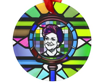 Jessica Fletcher Stained Glass Ornament - Murder, She Wrote Holiday Decor - With Ribbon