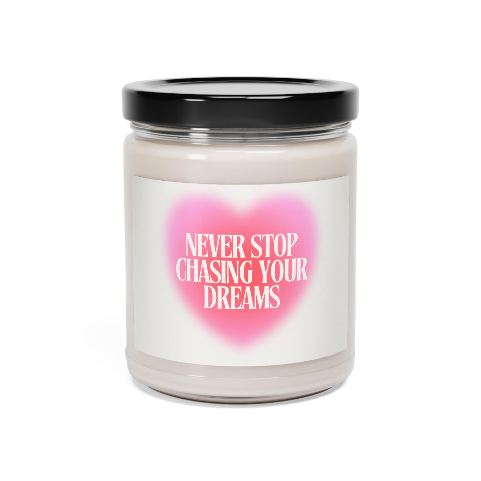 Never Stop Chasing Your Dreams Scented Candle - Retro Heart Design, 9oz ...