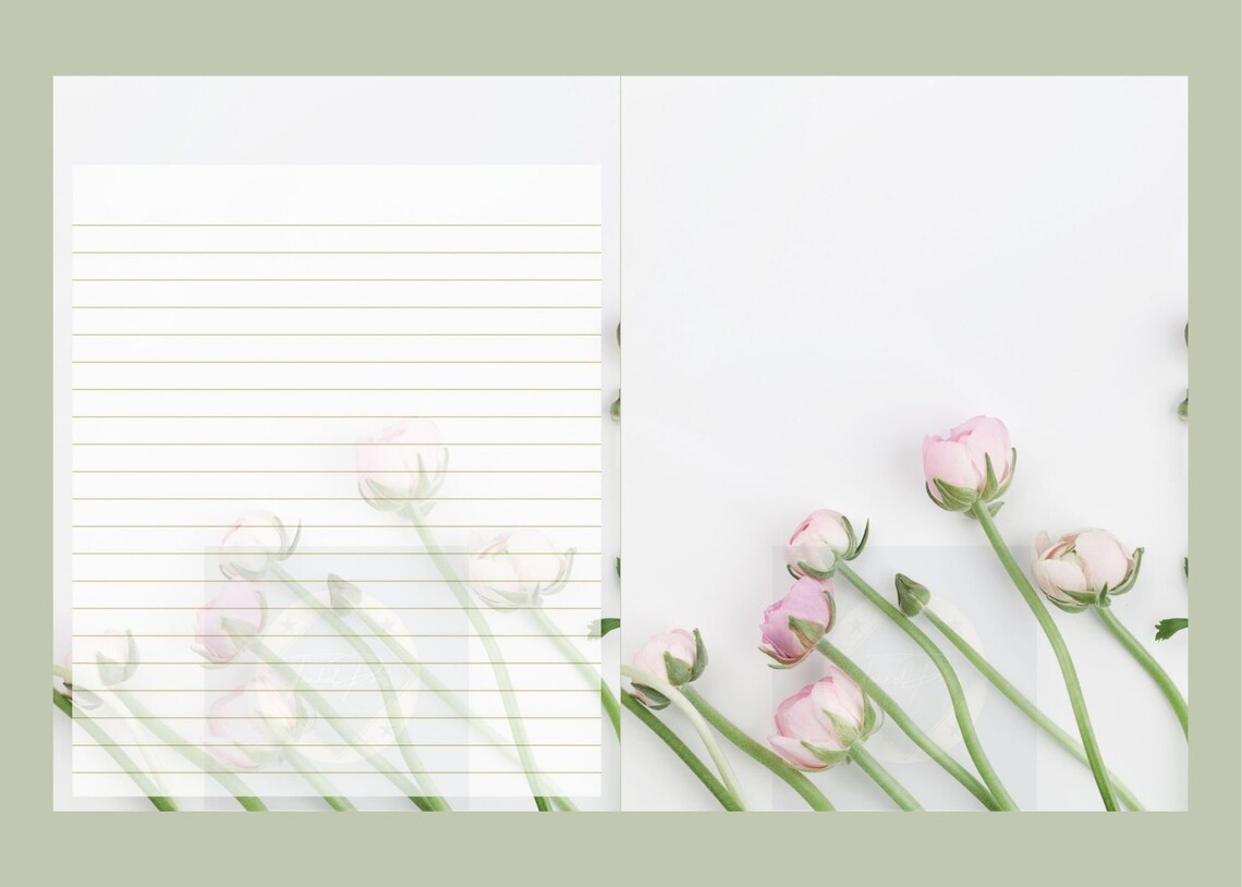 Pastel Floral Printable Stationery 8.5x11 Digital | Etsy