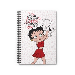 Betty Boop Notebook - Betty Boop Loves Pudgy Notebook | Cute Hearts - Spiral Notebook - Ruled Line