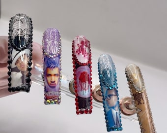 Breezy Albums Frenchies Custom Press-On Nails Set - Handcrafted, Personalized Designs