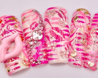 Vintage Valentine’s Presson Nails pink and rose gold