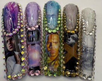 Breezy Albums Frenchies RELOADED Custom Press-On Nails Set - Handcrafted, Personalized Designs