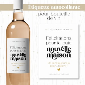 Étiquette bouteille de vin pour crémaillère, cadeau pour fêter l'achat d'une nouvelle maison