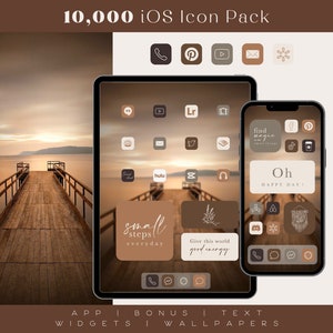 iOS fall app icons, neutral brown icon pack - aesthetic original homescreen for iPhone and iPad - widgets and wallpapers