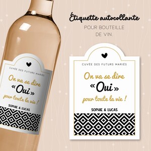 Étiquette "on va se dire oui" pour bouteille de vin. Autocollant personnalisé pour annonce de mariage