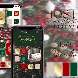 Christmas Ios App Icons Green Red and Gold Christmas Icon | Etsy