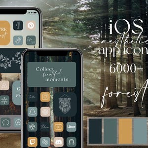 iOS forest green app icons, pack of aesthetic dark green home screen