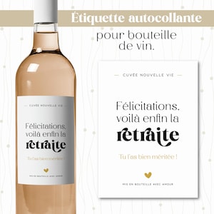 Etiqueta divertida de jubilación: pegatina para botella de vino para regalar por la partida de un compañero o un ser querido.