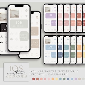 iOS big bundle - aesthetic cream and multicolor homescreen for iPhone and iPad - widgets and wallpapers