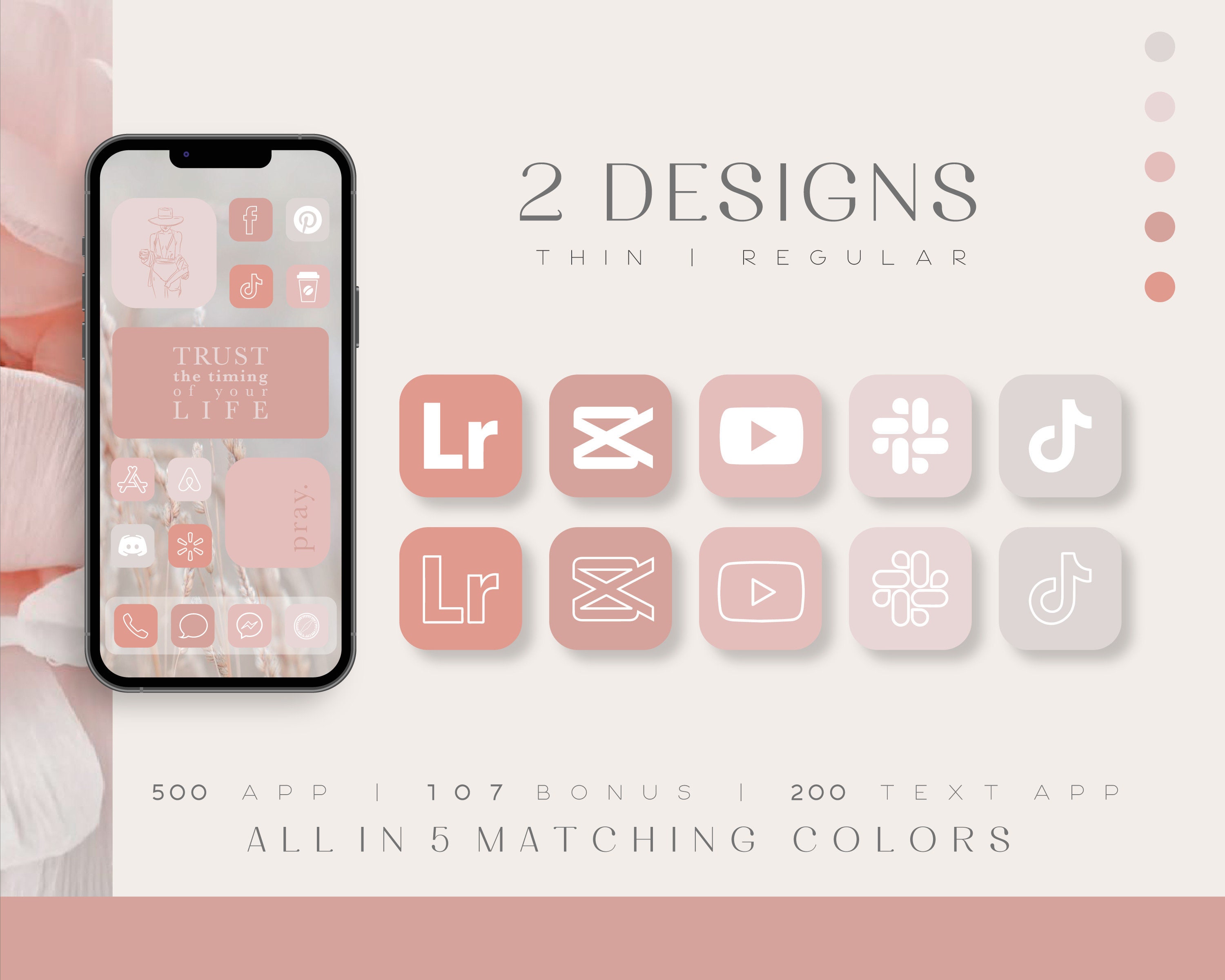 Ios Coral App Icons, Neutral Icon Pack - Aesthetic Original Homescreen ...