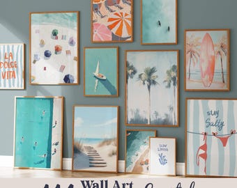 Coastal wall art bundle digital download — beach ocean summer prints home decor