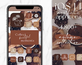 Herbstliche iOS-Symbole, Widgets, Hintergrundbilder – Braun und Beige