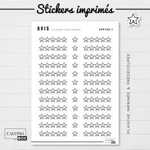 Stickers mini icônes étoiles avis pour agenda. Planche de stickers avis imprimées pour planner ou calendrier
