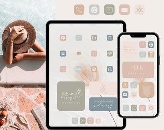Iconos de verano natural para iOS, iPhone y iPad, widgets, fondos de pantalla: conjunto completo.