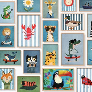 Collection d’affiches imprimables pour chambre enfant et salle de jeux.