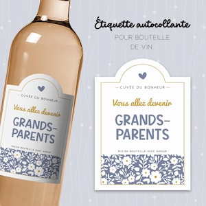 Étiquette de bouteille de vin "vous allez devenir grands-parents", cadeau original pour annoncer un heureux événement