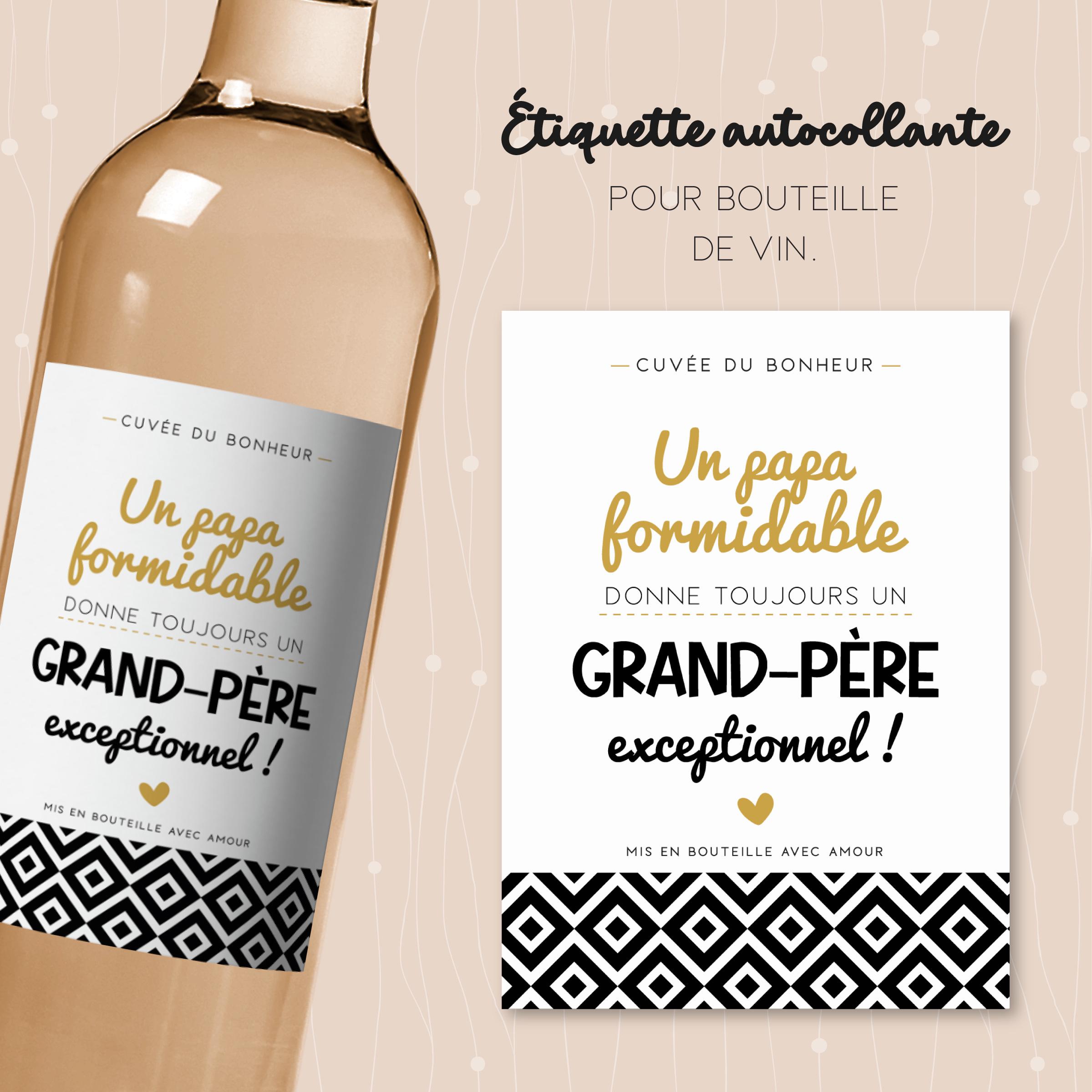 Étiquettes à Vin Humoristiques - 4 Autocollants "Un Papy Formidable" - Cadeau Départ, Retraite, Anniversaire - 75x110 Mm - 5