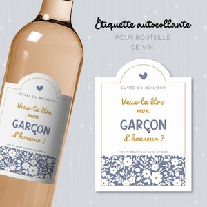 Étiquette "Veux-tu être mon garçon d'honneur ?" pour bouteille de vin, annonce de mariage
