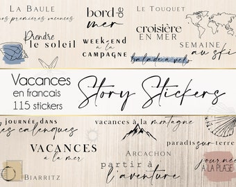 Stickers in French for Instagram stories or for digital diary, to download, holiday theme, Instagram stickers in French