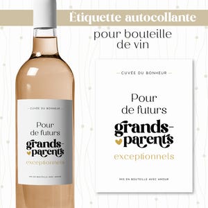 Étiquette pour bouteille de vin annonce grossesse aux futurs grands-parents