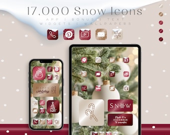 Bourgondische kerst-app-pictogrammen voor iPhone en iPad, widgets, citatenachtergronden