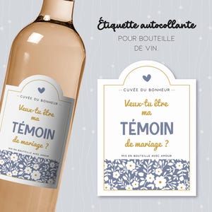 Étiquette "Veux-tu être ma témoin ?" pour bouteille de vin, annonce de mariage
