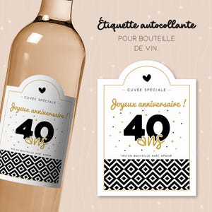Autocollant anniversaire 40 ans pour bouteille de vin, cadeau original