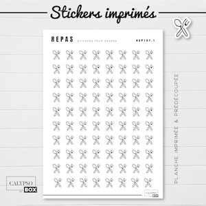 Stickers mini icônes couverts pour agenda. Planche de stickers repas imprimés pour planner ou calendrier