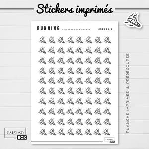 Stickers mini icônes running pour agenda. Planche de stickers sport imprimés pour planner ou calendrier