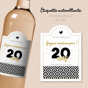 Adesivo per bottiglia di vino per 20° compleanno, regalo originale