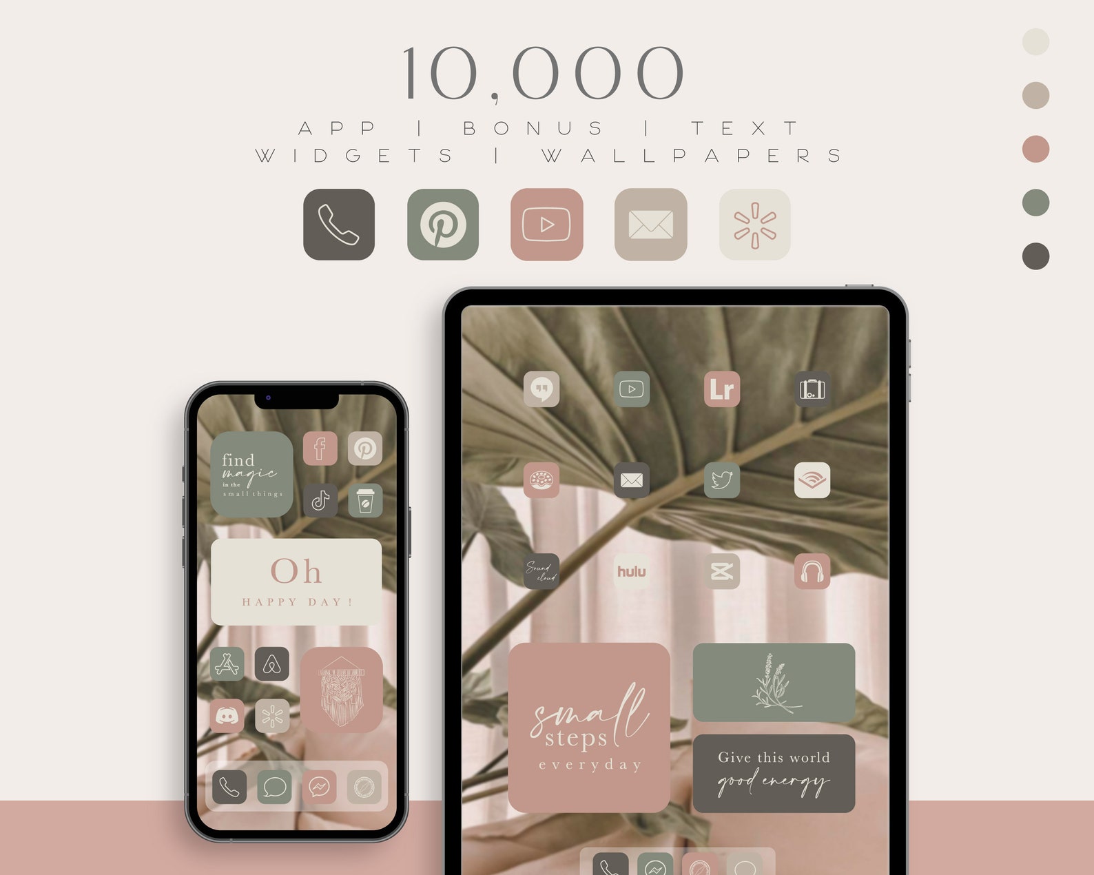 Ios Green and Pink App Icons, Neutral Icon Pack Aesthetic Original ...