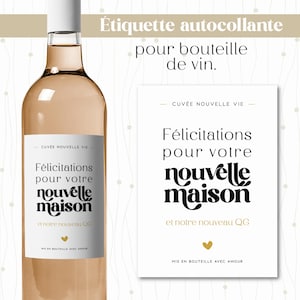 Étiquette bouteille de vin pour nouvelle maison, cadeau pour fêter l'achat d'une maison