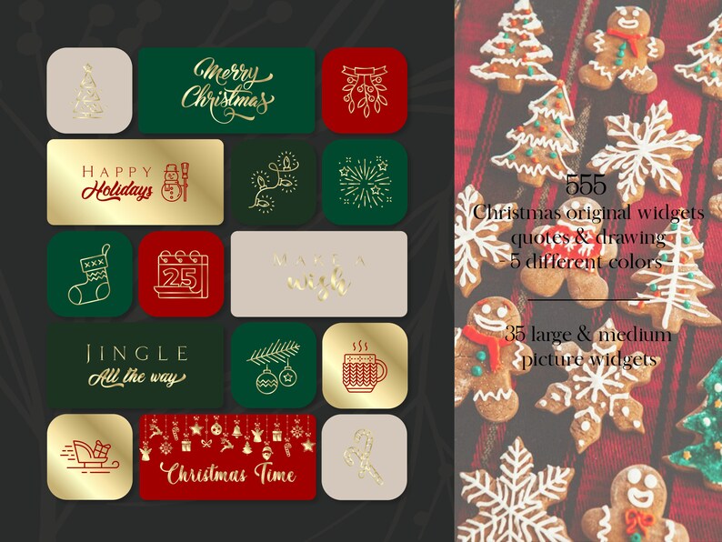Christmas Ios App Icons Green Red and Gold Christmas Icon | Etsy