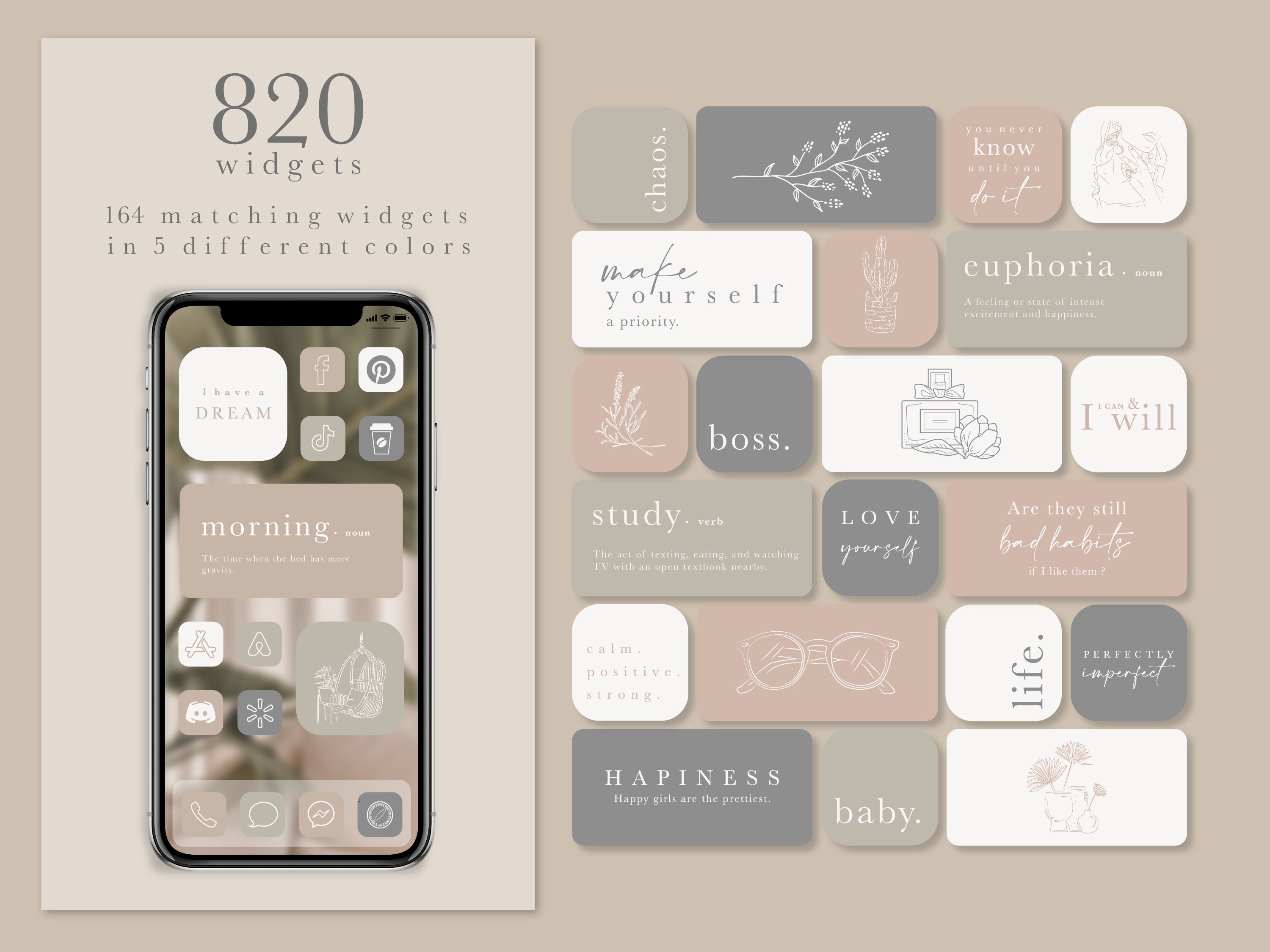 Ios App Icons, Light Neutral Icon Pack - Aesthetic Original Homescreen ...