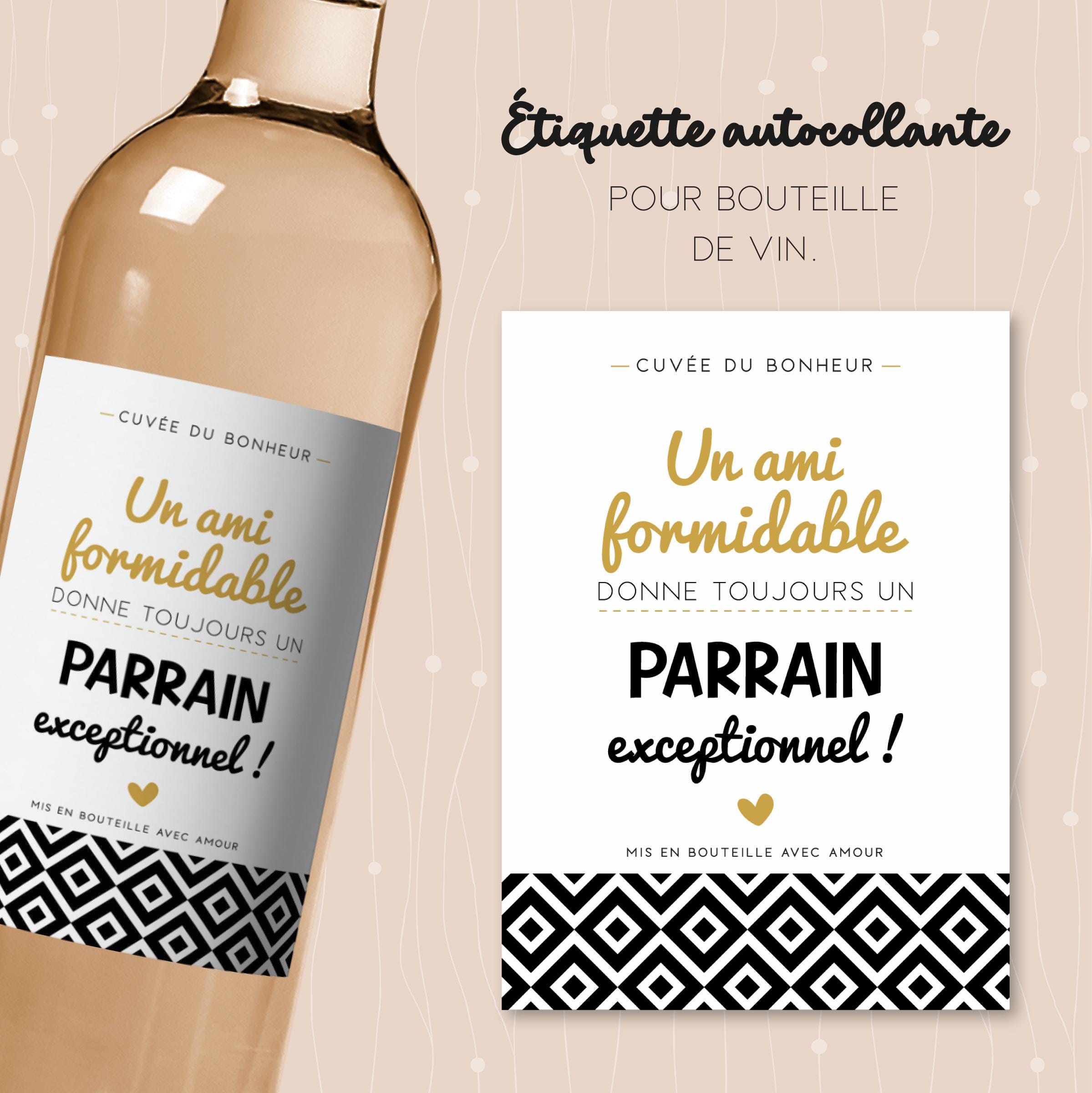 Wine bottle label, a great friend always makes an exceptional godfather. Original pregnancy announcement gift