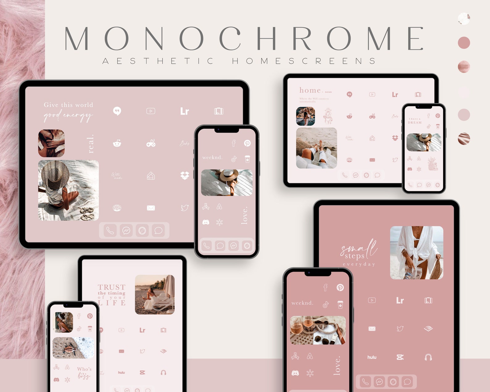 Ios Rose Gold and Pink App Icons, Neutral Icon Pack - Aesthetic ...