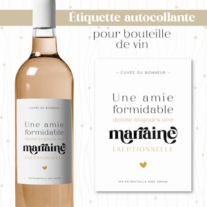 Étiquette vin une amie formidable donne une marraine exceptionnelle. Cadeau pour future marraine