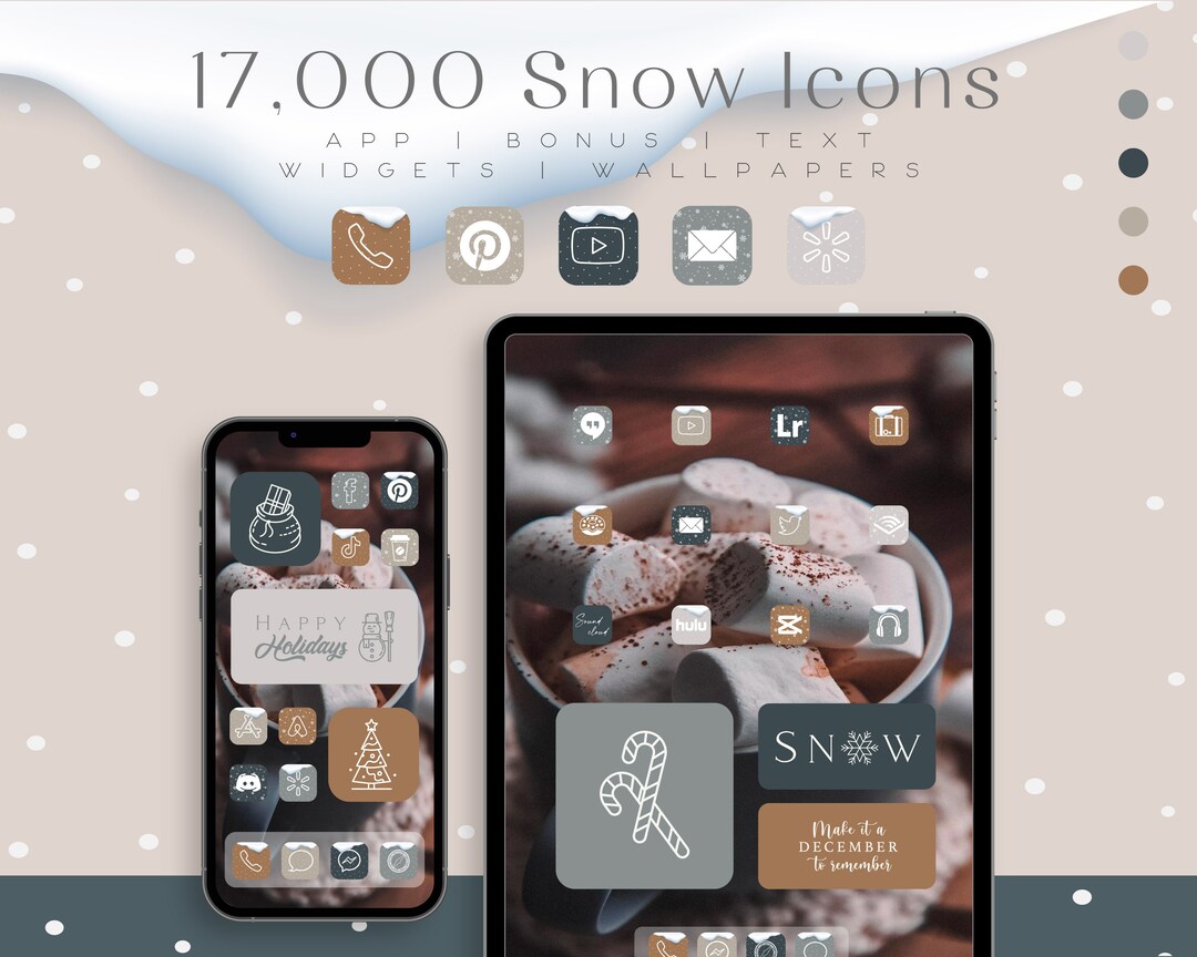 Ios Snowy App Icons, Blue Grey Holidays Icon Pack Aesthetic