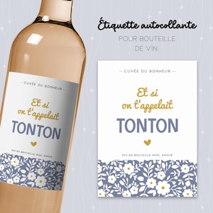 Etiket voor een wijnfles voor een toekomstige oom. Origineel cadeau, wat als we je oom noemen?