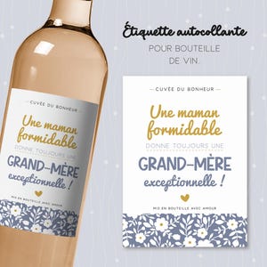 Étiquette grand-mère exceptionnelle pour bouteille de vin. Cadeau original pour une future mamie