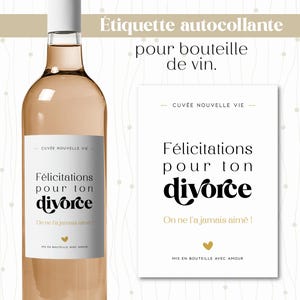 Étiquette divorce humoristique – Sticker pour bouteille de vin imprimé pour nouvelle vie